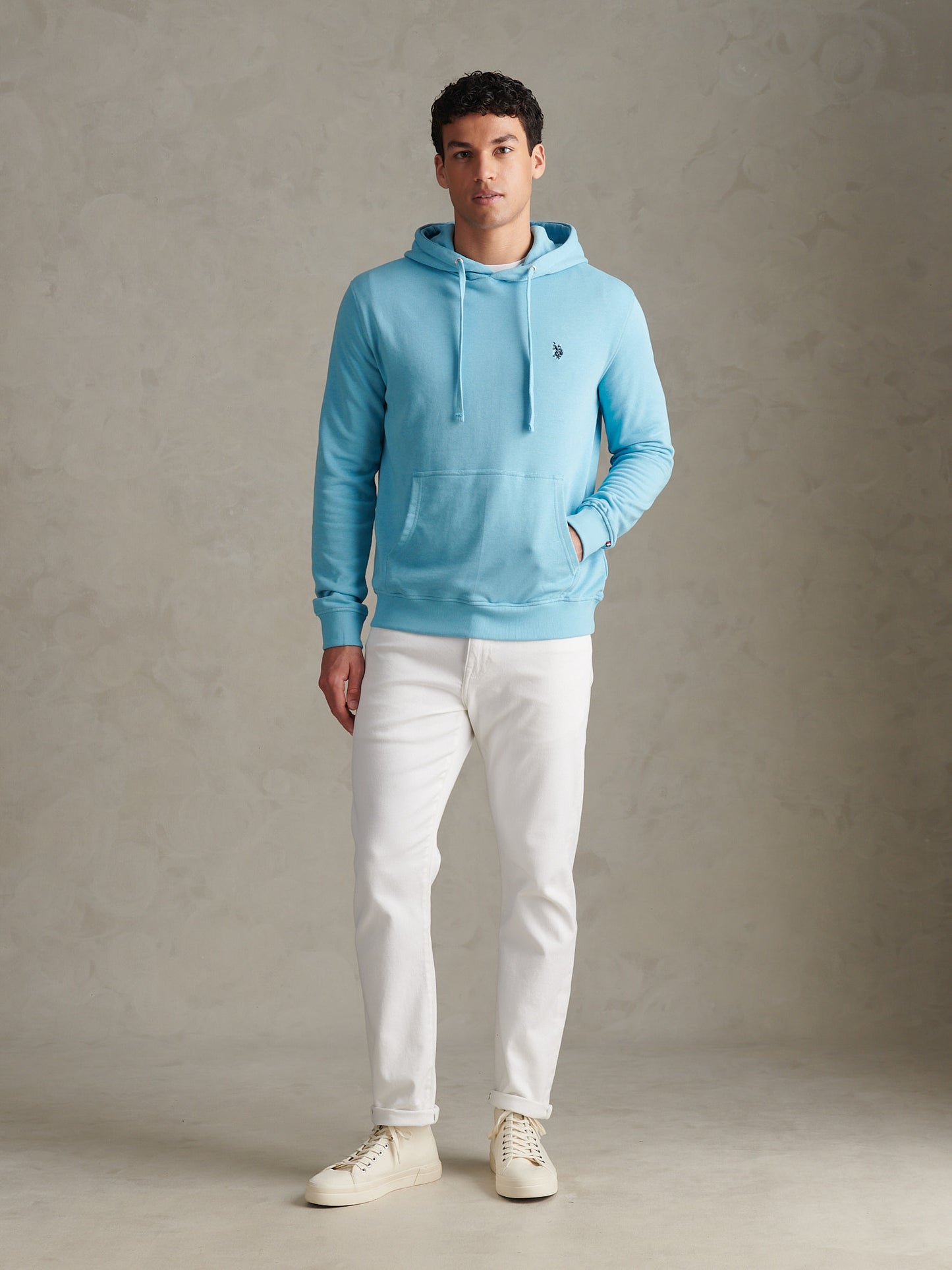 Mens Double Horsemen Loopback Hoodie Air Blue