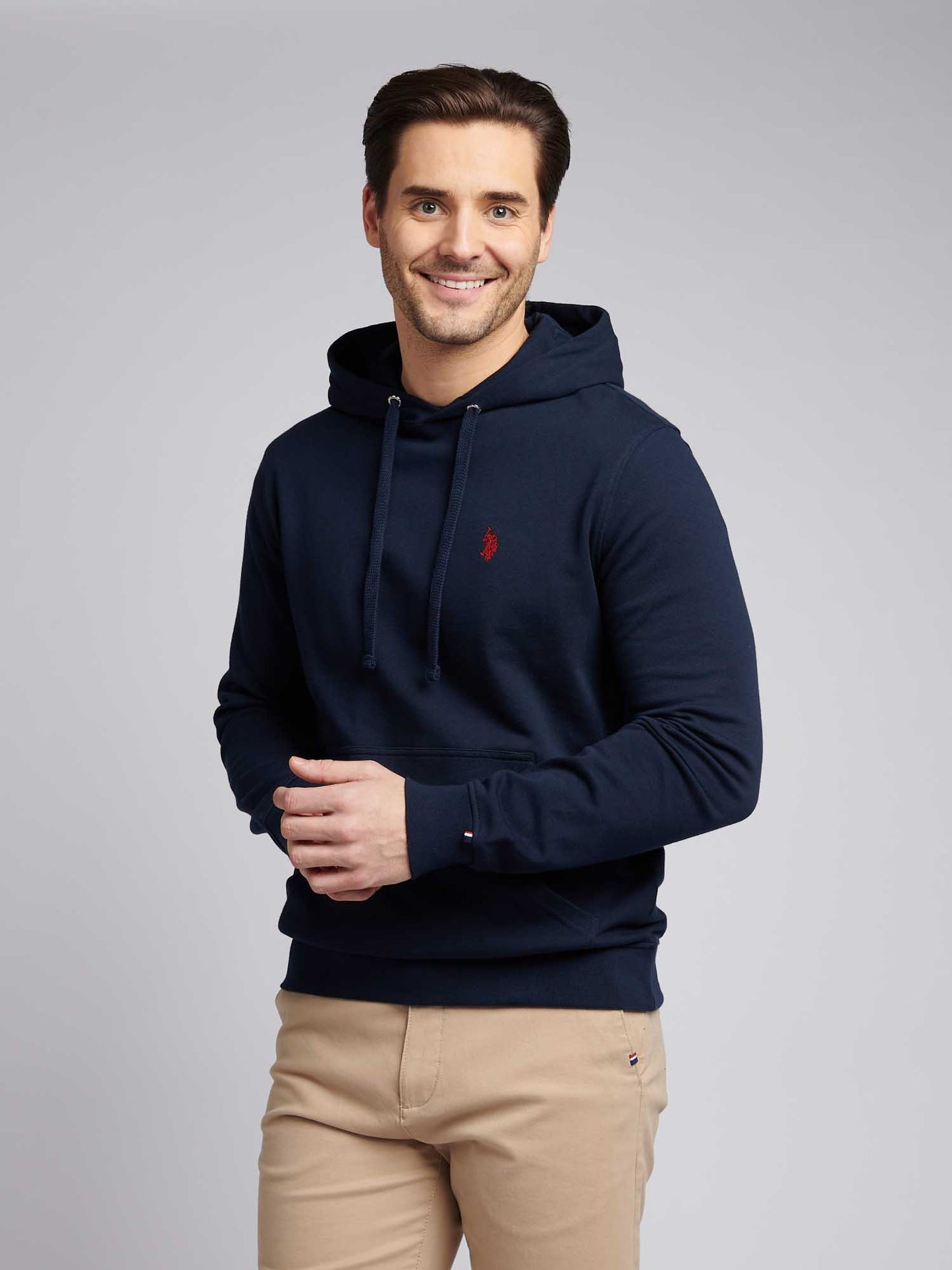 Mens Double Horsemen Loopback Bluza w ciemnym szafirowym granatowym/haute czerwony DHM