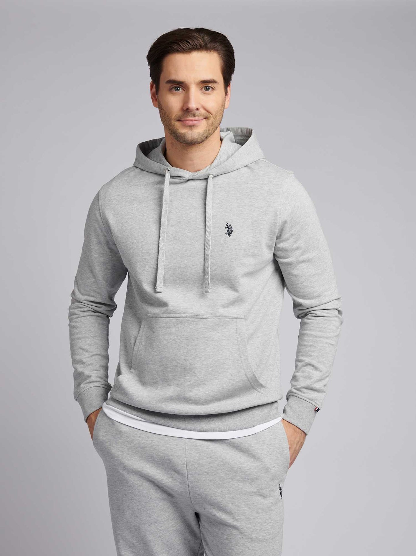 Mens Double Horsemen Loopback Bluza w środkowej szarej margle