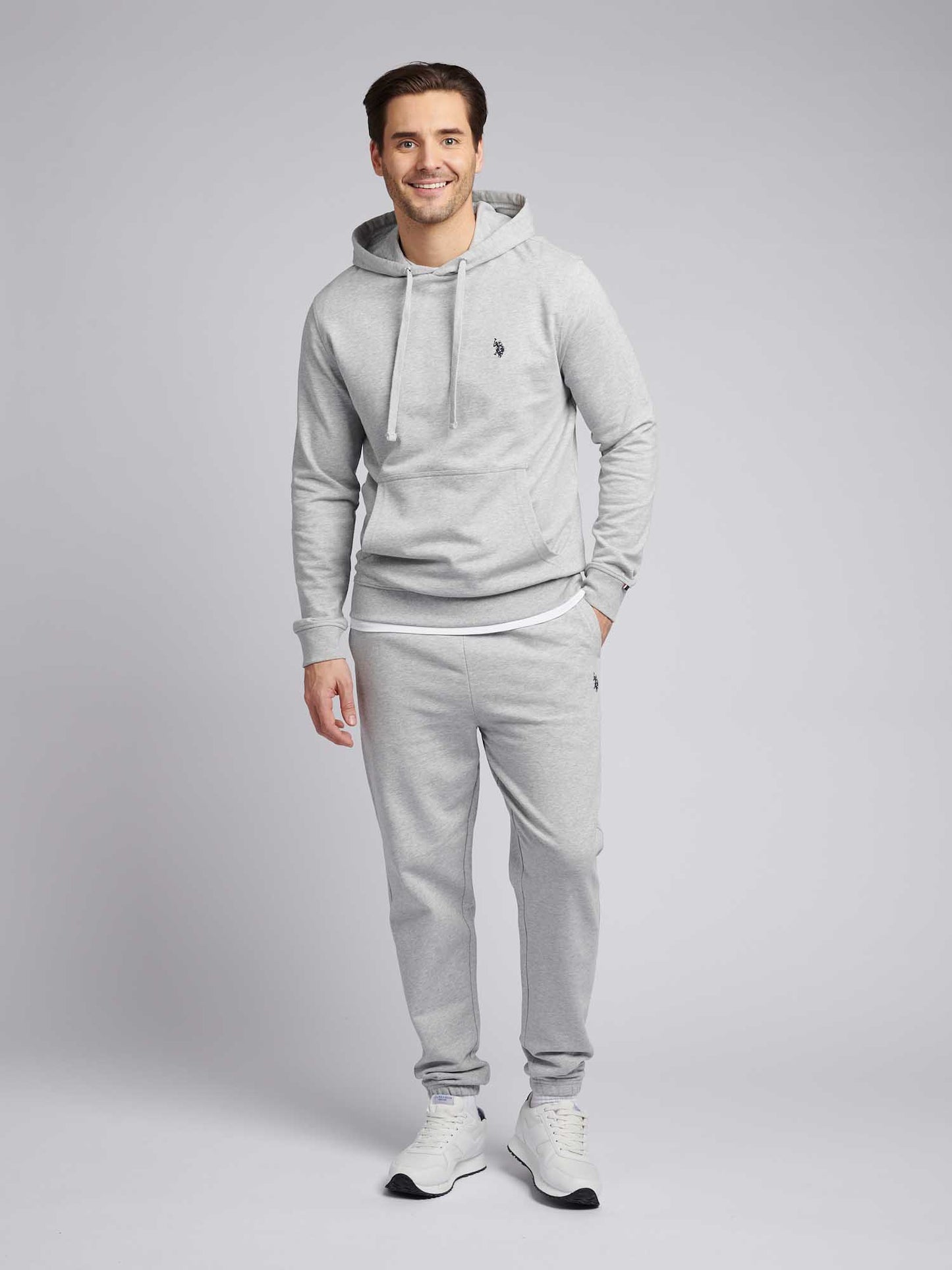 Mens Double Horsemen Loopback Bluza w środkowej szarej margle