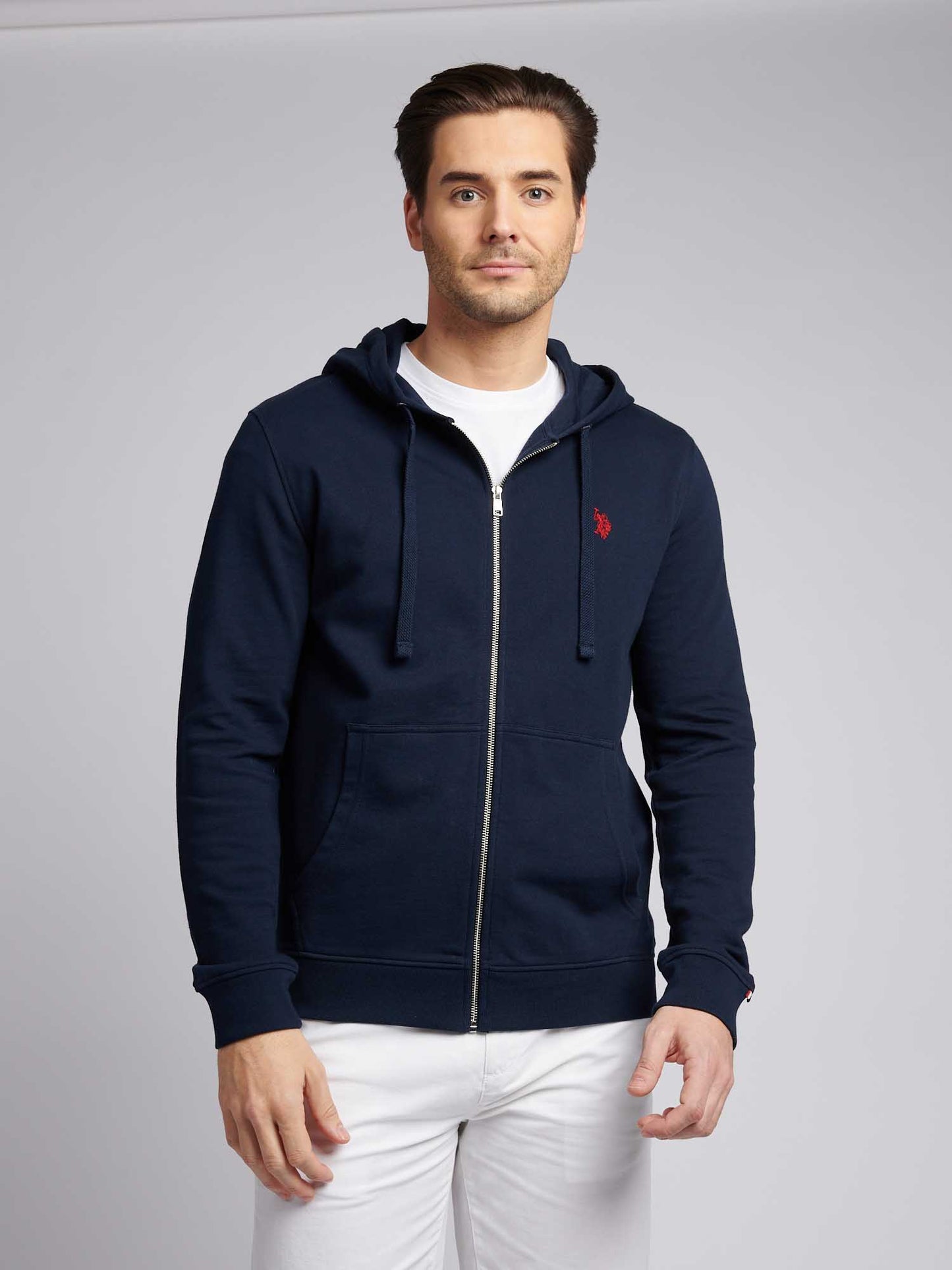 Mens Double Horsemen Loopback Zip Bluie w ciemnym szafirowym granatowym/haute Red DHM