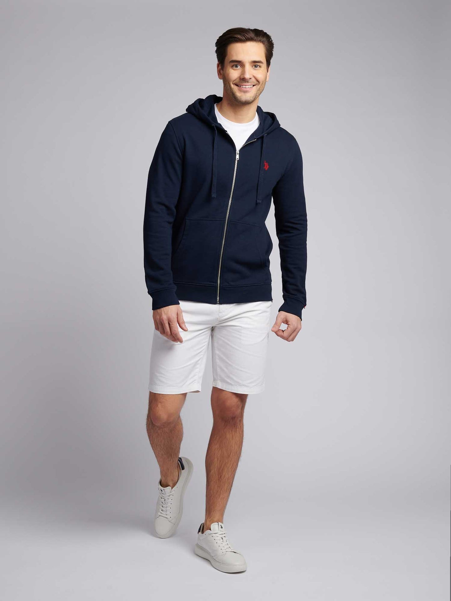 Mens Double Horsemen Loopback Zip Bluie w ciemnym szafirowym granatowym/haute Red DHM