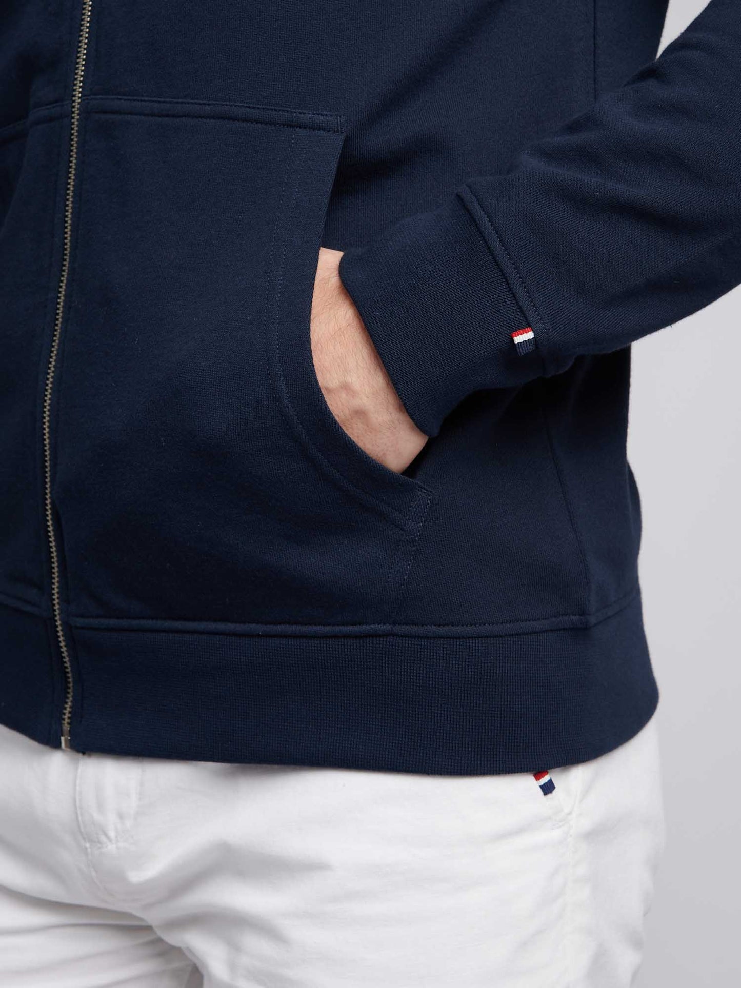 Mens Double Horsemen Loopback Zip Bluie w ciemnym szafirowym granatowym/haute Red DHM