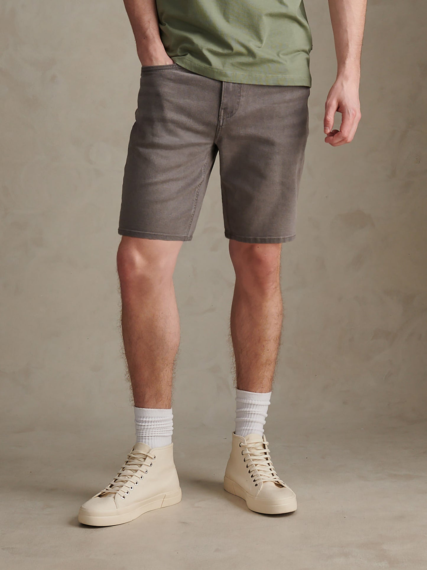 Mens Classic 5 Pocket Denim Shorts Grey Wash