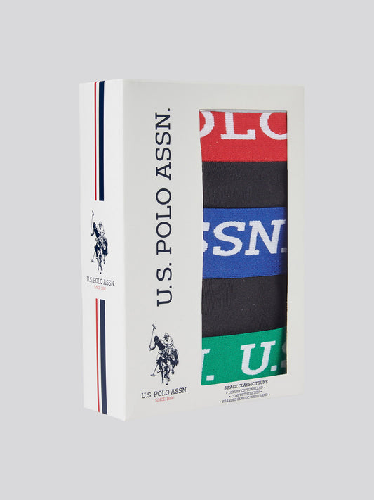Mens 3 Pack Contrast Pase Bokserki w kolorze czarnym