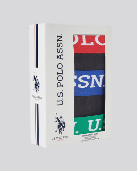 Mens 3 Pack Contrast Pase Bokserki w kolorze czarnym