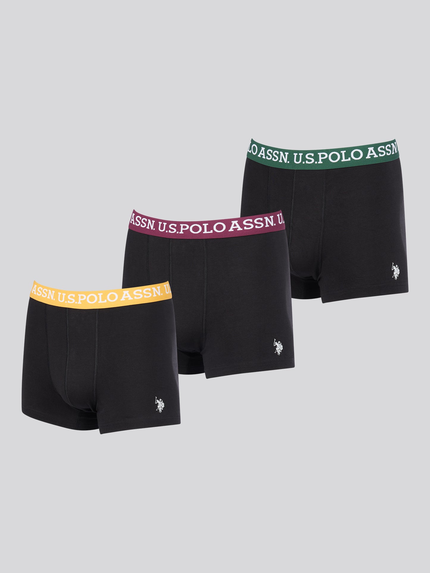 Mens 3 Pack kontrastowe bokserki w czarnych multi