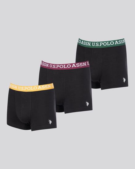 Mens 3 Pack kontrastowe bokserki w czarnych multi