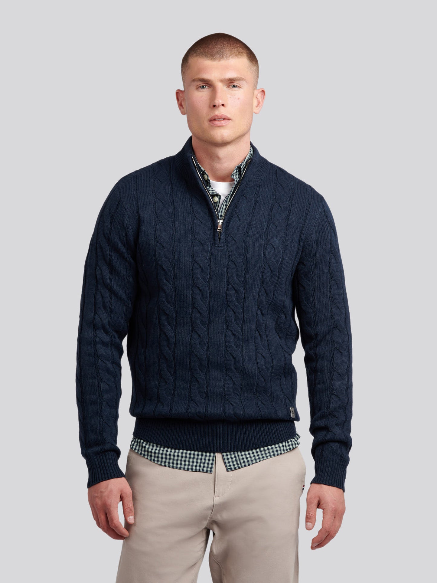 Kabel dzianin lejek ciemny szafir marynarki wojennej