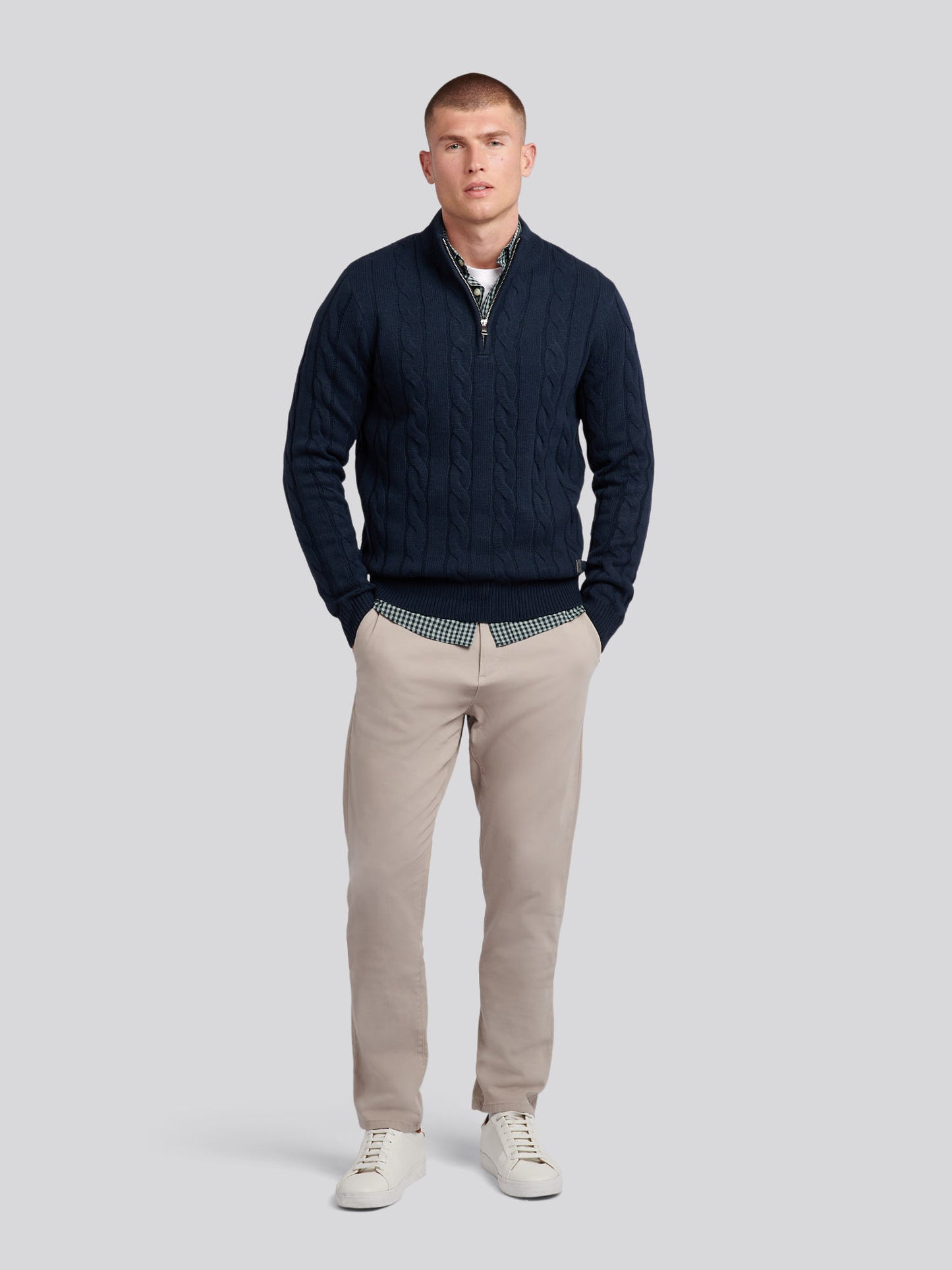 Kabel dzianin lejek ciemny szafir marynarki wojennej