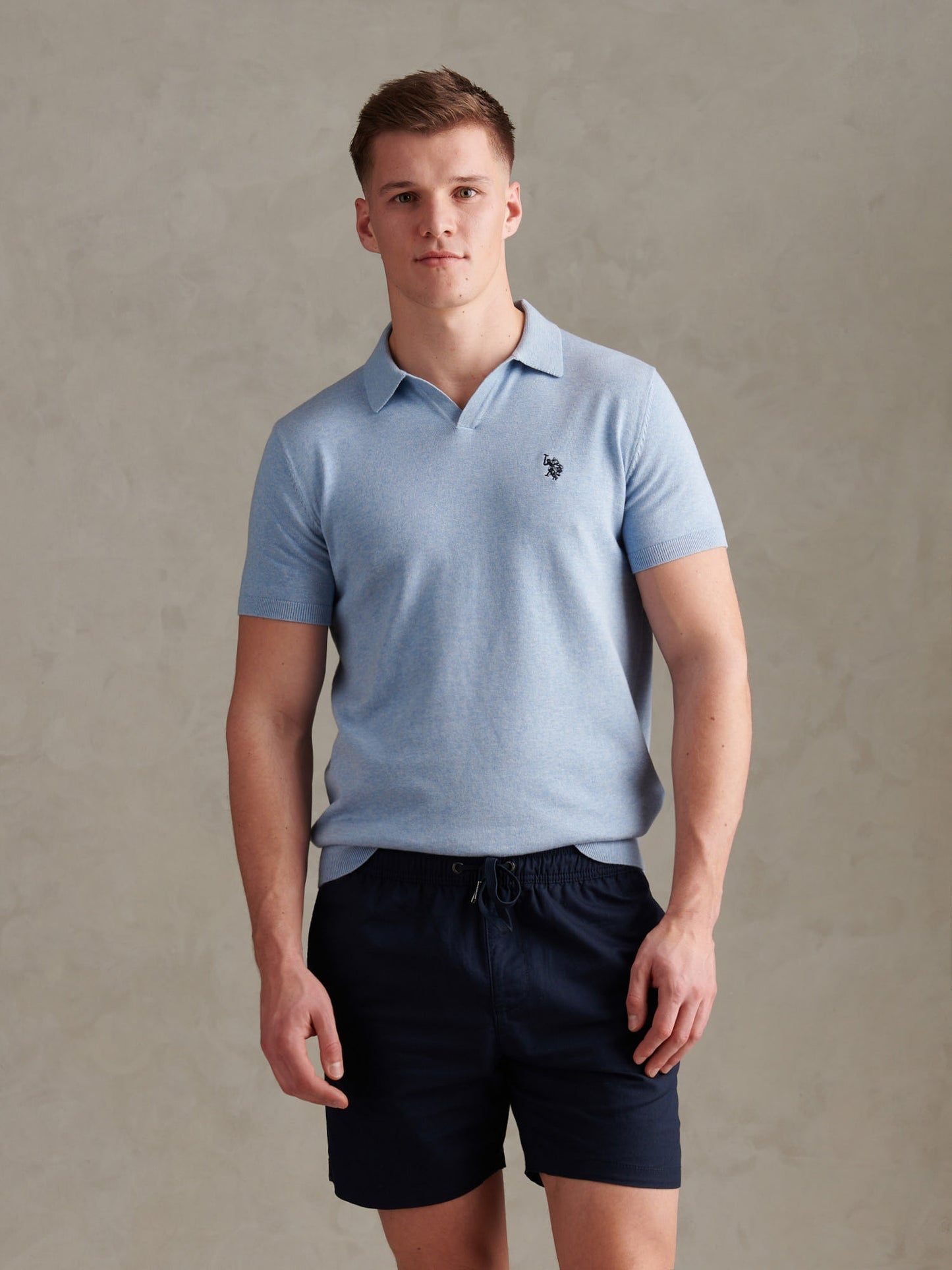 Combed Cotton Multicoloured DHM Revere Polo Parisian Blue Marl