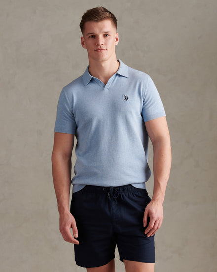 Combed Cotton Multicoloured DHM Revere Polo Parisian Blue Marl