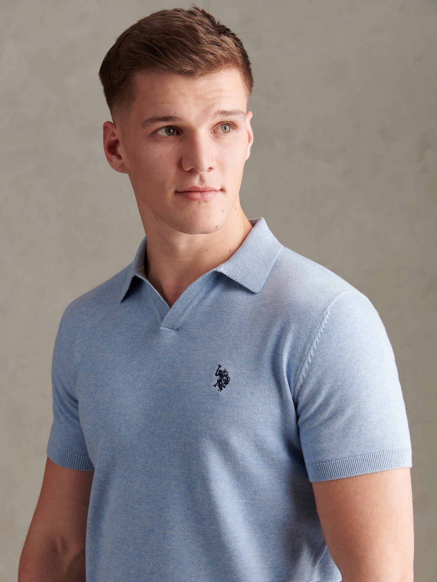 Combed Cotton Multicoloured DHM Revere Polo Parisian Blue Marl