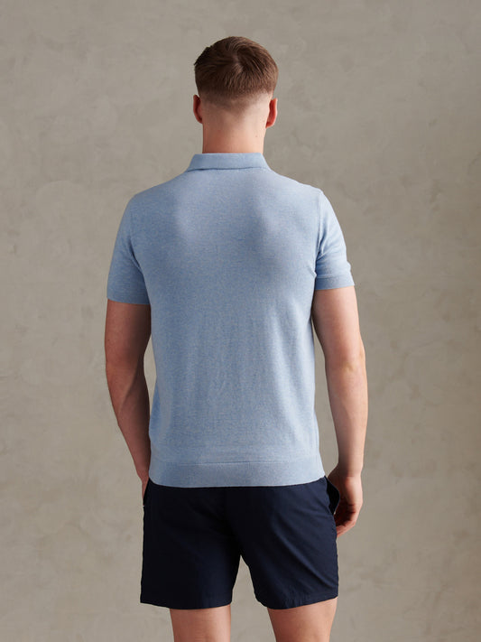 Combed Cotton Multicoloured DHM Revere Polo Parisian Blue Marl