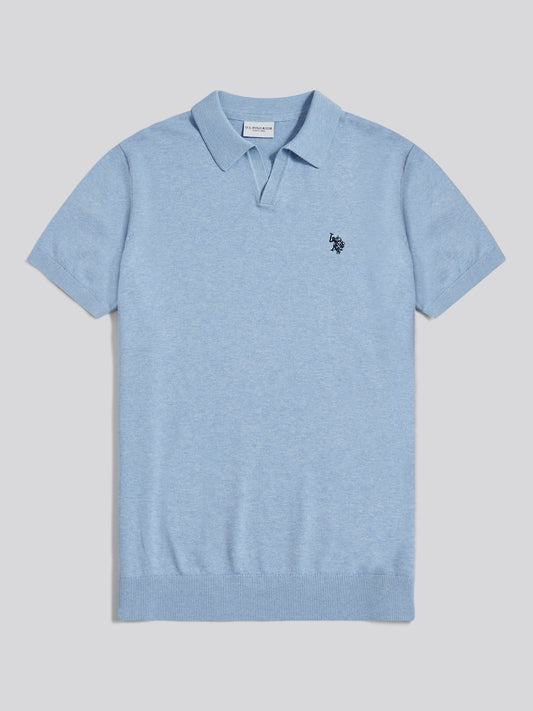 Combed Cotton Multicoloured DHM Revere Polo Parisian Blue Marl