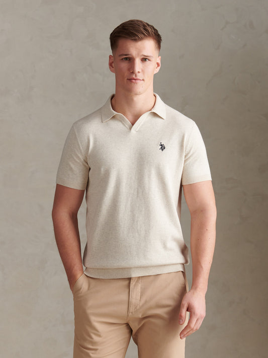 Combed Cotton Multicoloured DHM Revere Polo Birch Marl