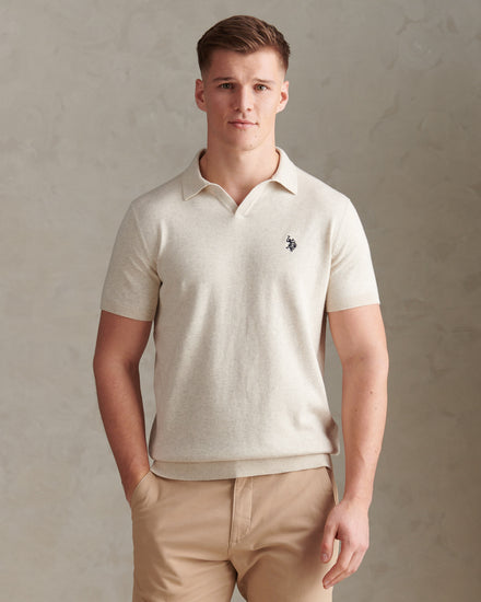 Combed Cotton Multicoloured DHM Revere Polo Birch Marl