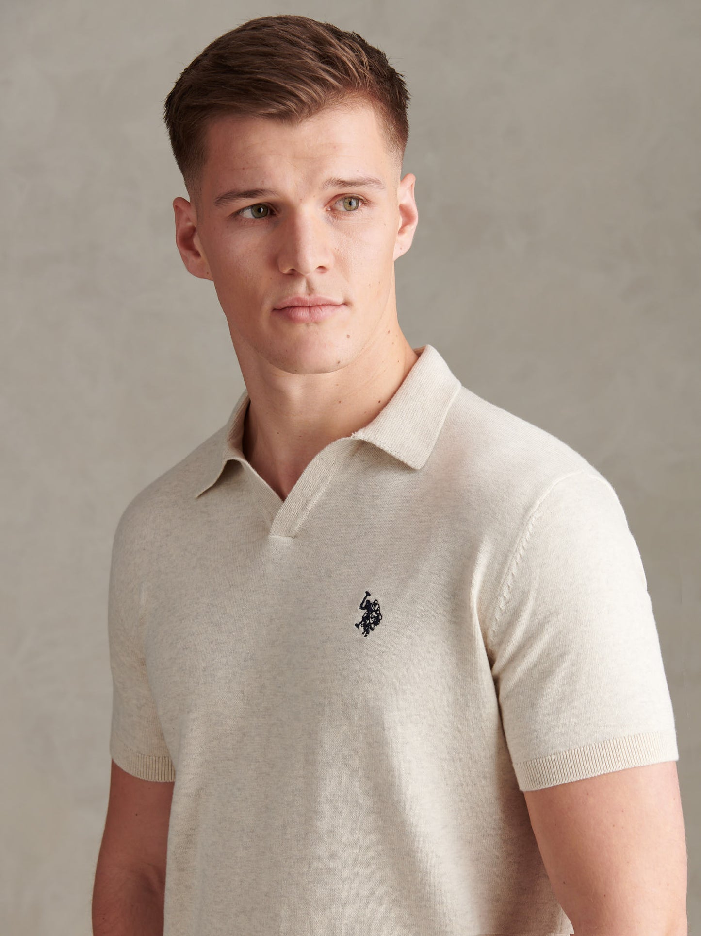 Combed Cotton Multicoloured DHM Revere Polo Birch Marl