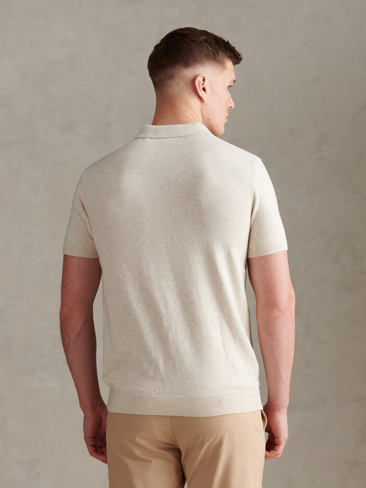 Combed Cotton Multicoloured DHM Revere Polo Birch Marl