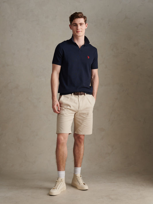 Combed Cotton Multicoloured DHM Revere Polo Dark Sapphire Navy / Haute Red DHM