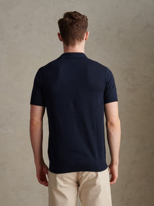 Combed Cotton Multicoloured DHM Revere Polo Dark Sapphire Navy / Haute Red DHM