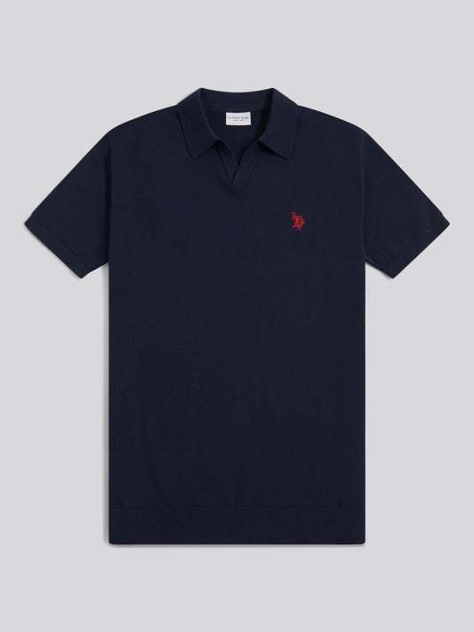 Combed Cotton Multicoloured DHM Revere Polo Dark Sapphire Navy / Haute Red DHM