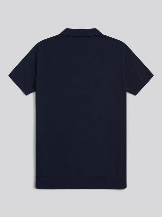 Combed Cotton Multicoloured DHM Revere Polo Dark Sapphire Navy / Haute Red DHM