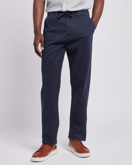 Męski komfort talia klasyczny chino w ciemnym szafirowym granatowym/księżycowym światle niebieskim dhm
