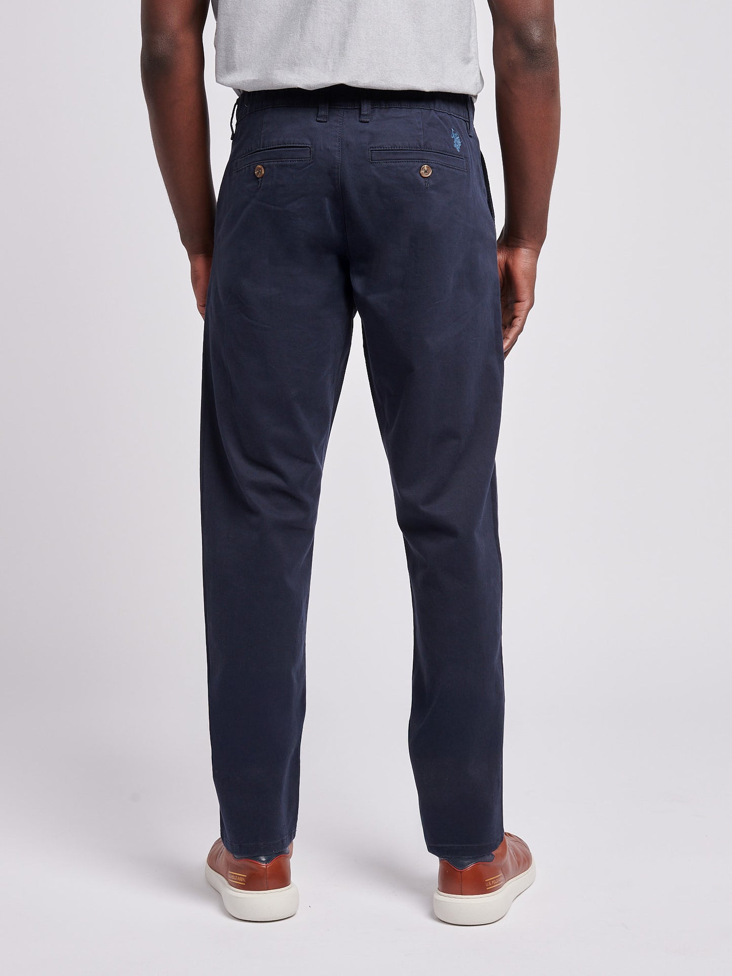 Męski komfort talia klasyczny chino w ciemnym szafirowym granatowym/księżycowym światle niebieskim dhm