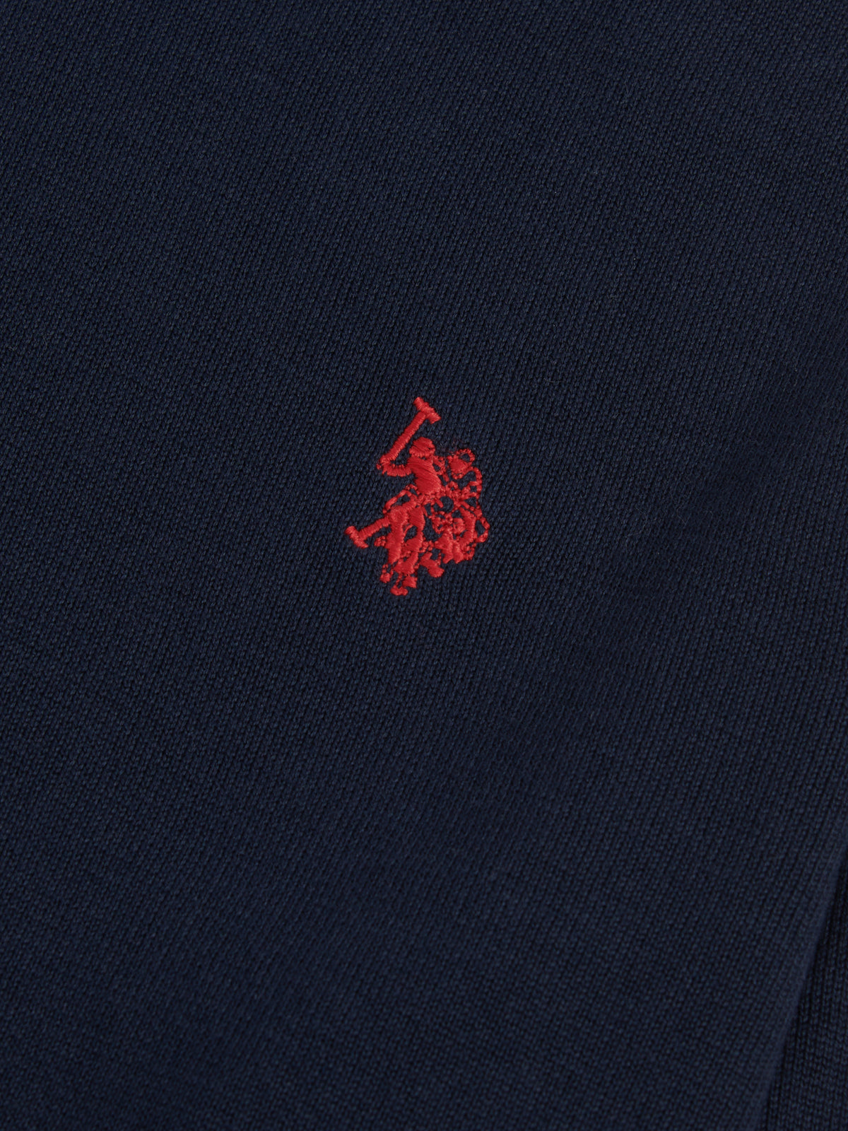 Mens Double Horsemen Cotton Knit Crew Jumper Dark Sapphire Navy / Haute Red DHM