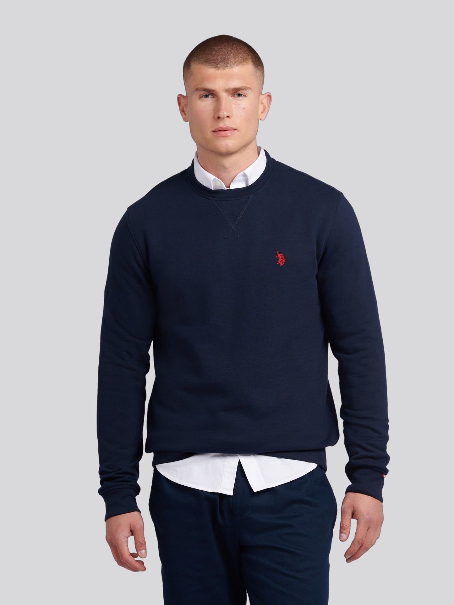 Mens Double Horsemen Crew in Dark Sapphire Navy / Haute Red DHM