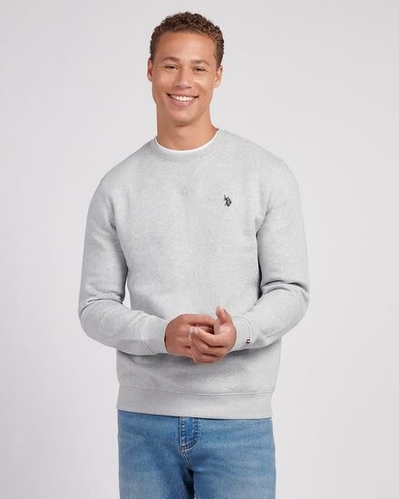 Mens Double Horsemen Crew in Mid Grey Marl