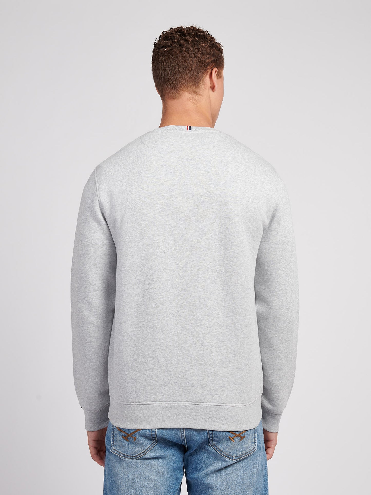 Mens Double Horsemen Crew in Mid Grey Marl