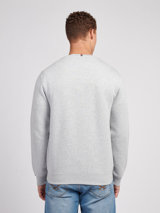 Mens Double Horsemen Crew in Mid Grey Marl