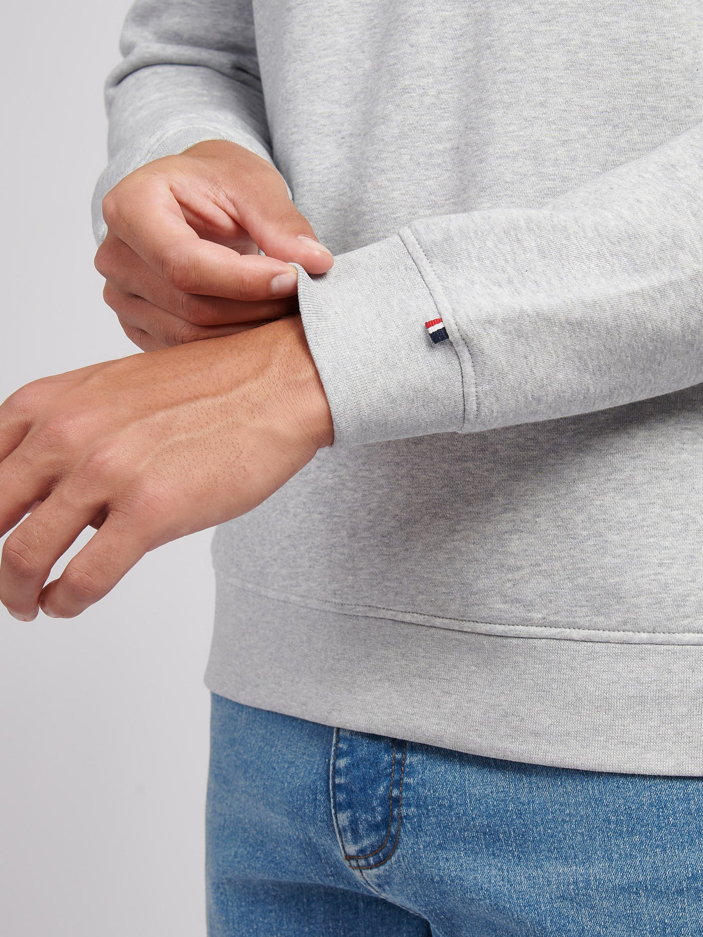 Mens Double Horsemen Crew in Mid Grey Marl