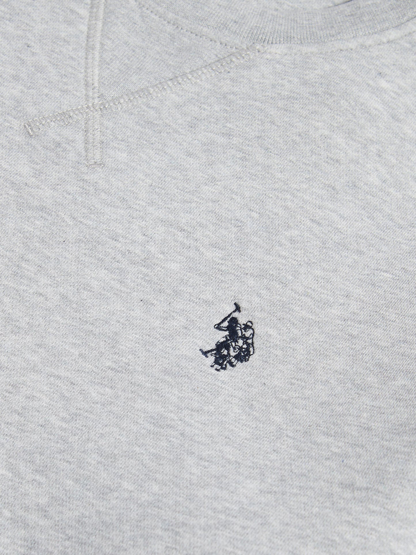 Mens Double Horsemen Crew in Mid Grey Marl