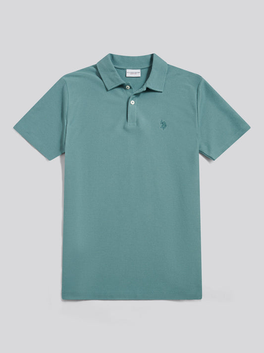 Herringbone Self Fabric Collar Polo Arctic