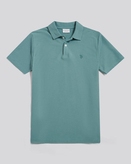 Herringbone Self Fabric Collar Polo Arctic