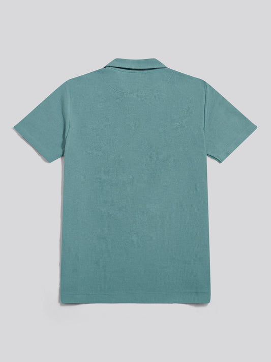 Herringbone Self Fabric Collar Polo Arctic