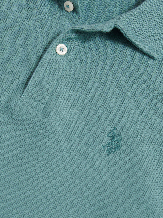 Herringbone Self Fabric Collar Polo Arctic