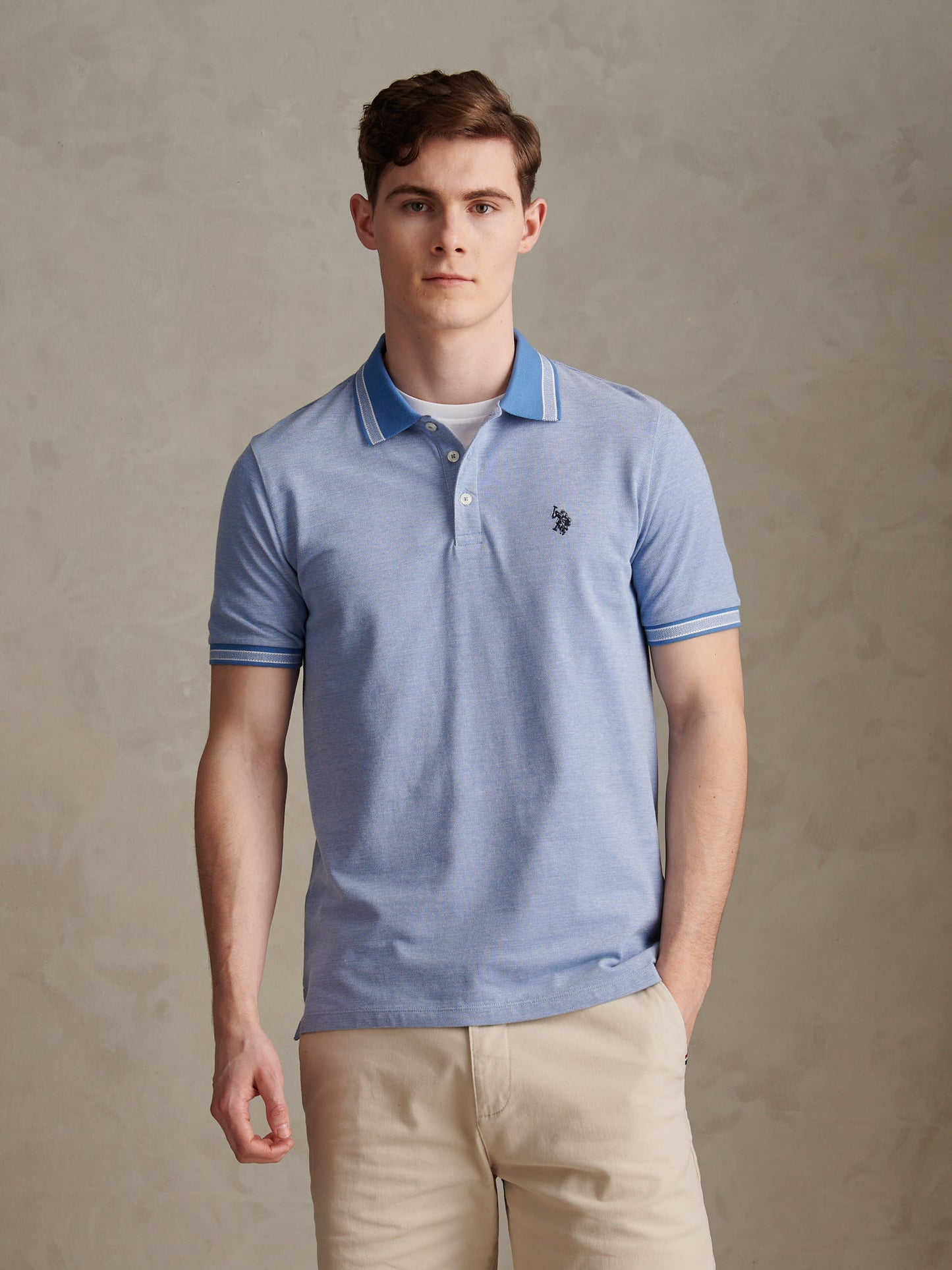 Two Tone Pique Tipped Polo Riviera