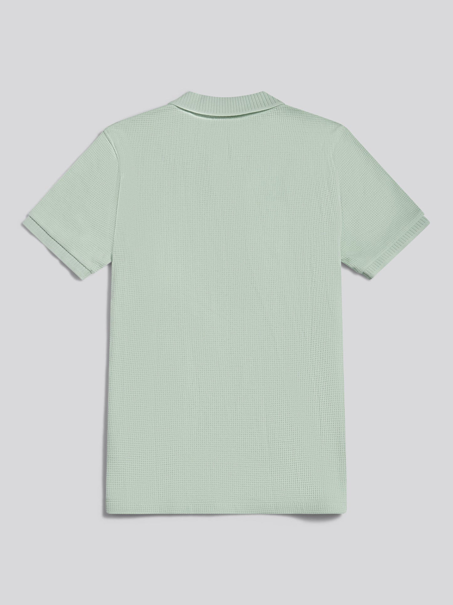 Waffle Open Collar SS Polo Aqua Foam