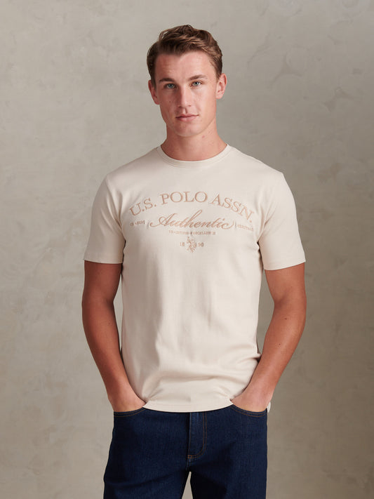 Arch Script Graphic Tshirt Beige