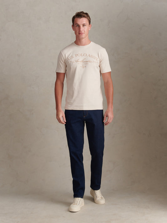 Arch Script Graphic Tshirt Beige