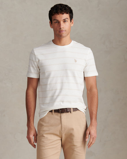 Terry Stripe Tshirt Whisper White