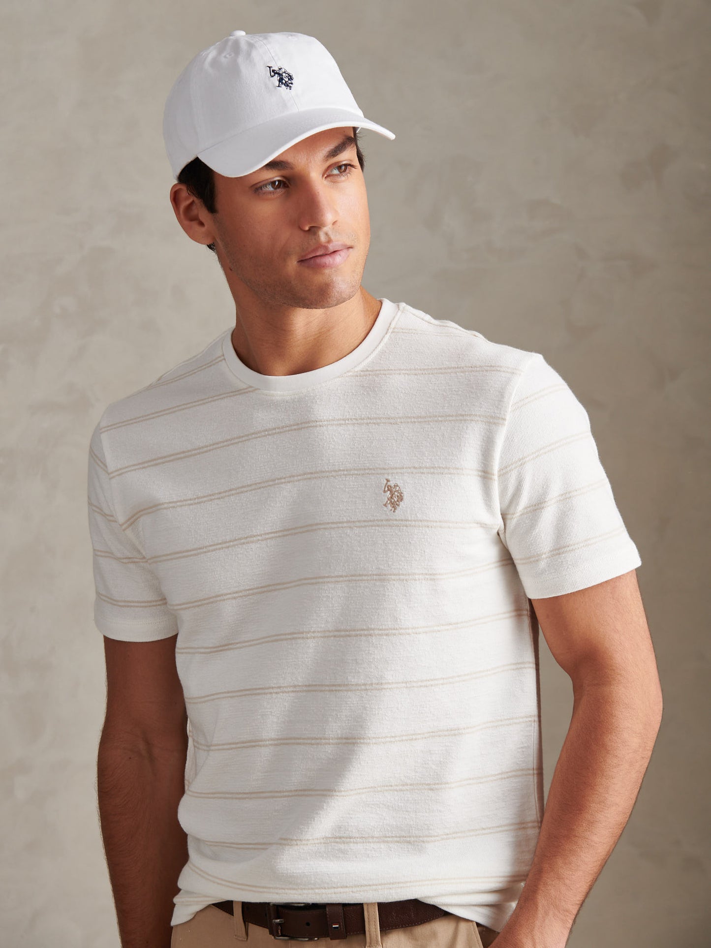 Terry Stripe Tshirt Whisper White