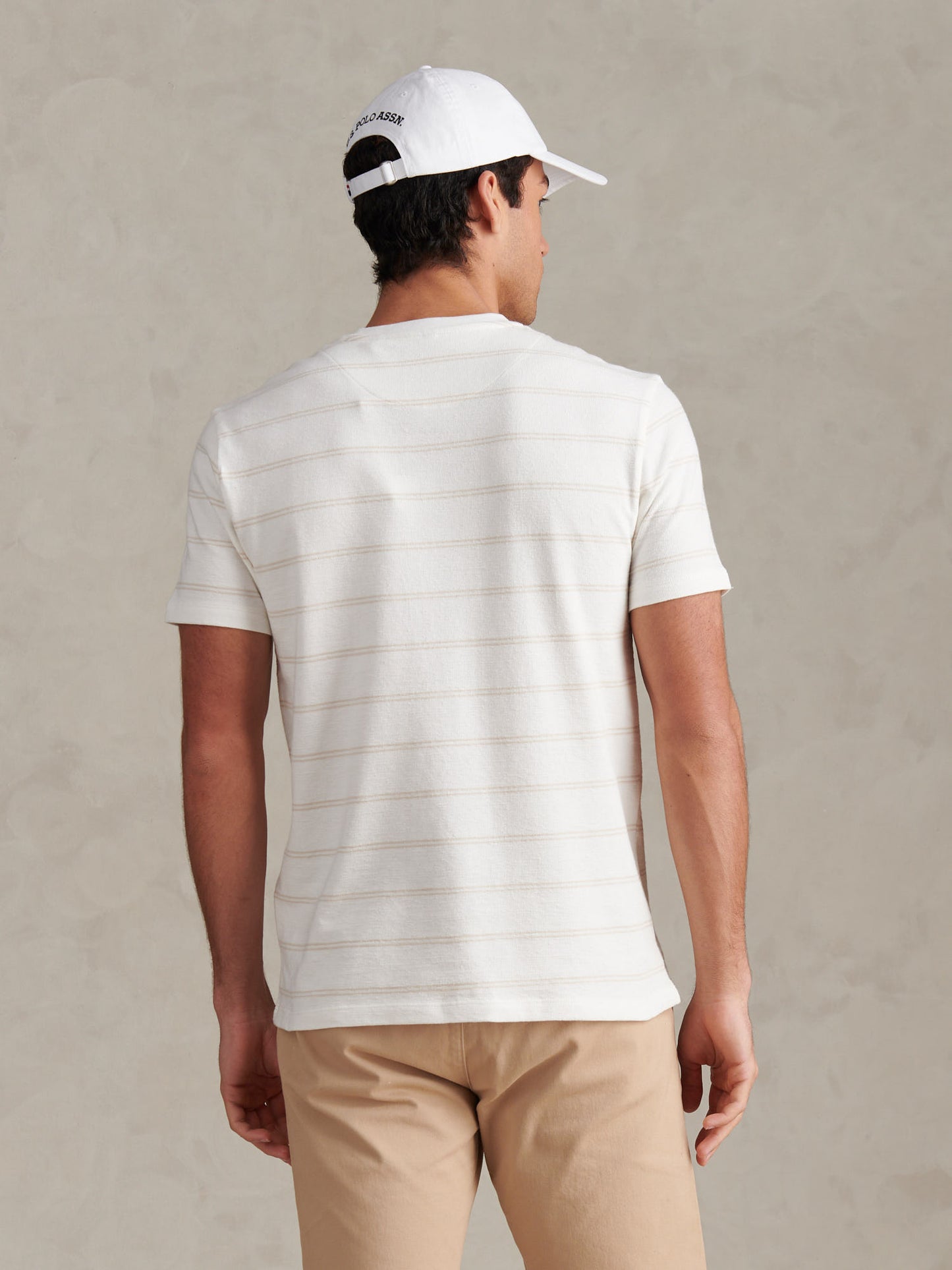 Terry Stripe Tshirt Whisper White