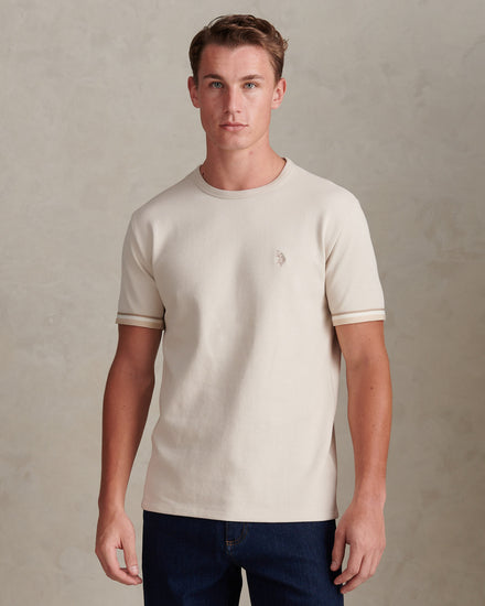 Mens Twill Taped T-Shirt Beige