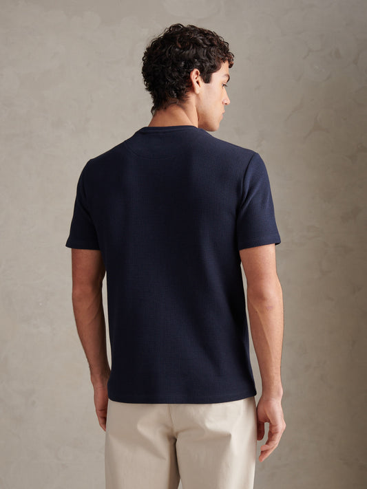 Mens Waffle Jersey T-Shirt Dark Sapphire Navy