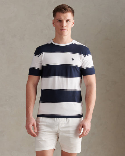 Mens Wide Stripe T-Shirt Dark Sapphire Navy